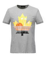 new dsquared herren t-shirt col round maple leaf gray